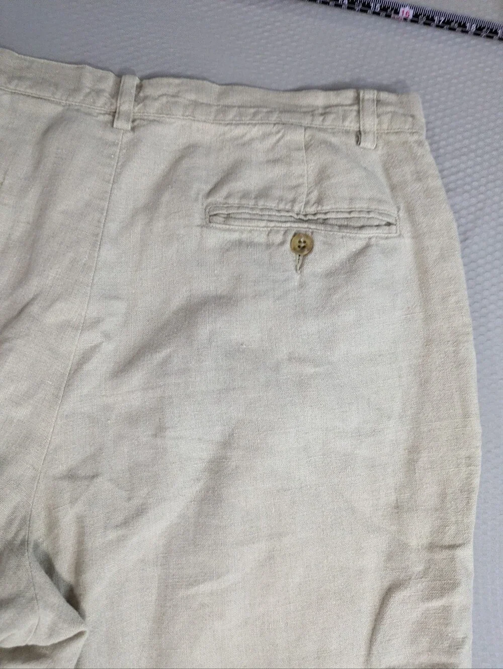 Eddie Bauer 100% Linen Pants Men’s 34x30 Beige Pleated Chino Coastal Old Money